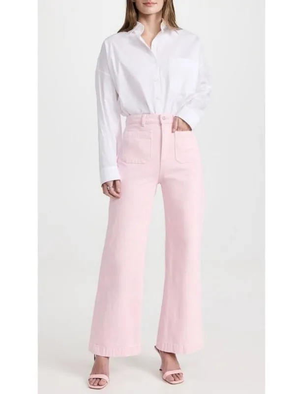 Rollas Sailor Jean Size 24 Pink High Waisted Wide Leg Patch Pocket Pants Retro‎ - Image 13