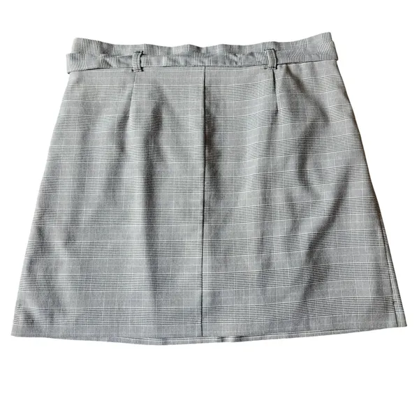 Banana Republic Womens Glen Plaid Grey A-Line Academia‎ Preppy Belted Skirt 14 - Image 4