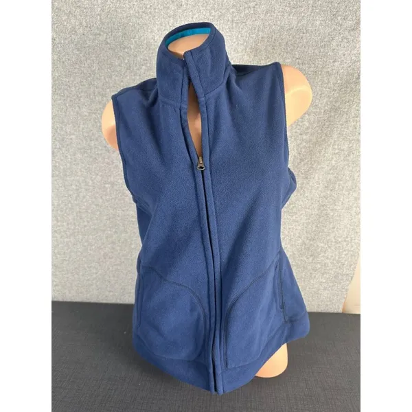 Old Navy Large Vest Sleeveless Fleece Blue Womens 2009 Full Zip Top Mock‎ Neck - Image 7