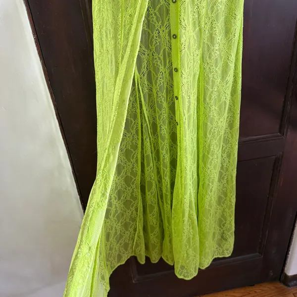 URBAN OUTFITTERS Connie Neon Yellow Lace Button Front Maxi Dress | Small - Image 5