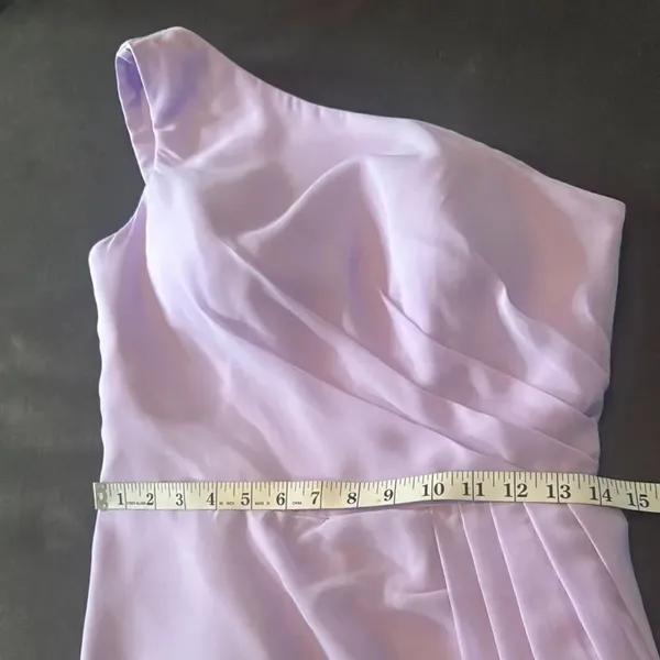 Purple Chiffon Asymmetrical One-Shoulder Formal Bridesmaid Dress Leg Slit Size 6 - Image 11
