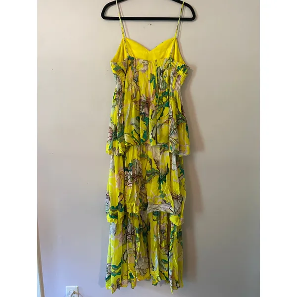 NWT Farm Rio Jellyfish Bouquet Yellow Sleeveless Tiered Maxi Dress Event Large - Image 8