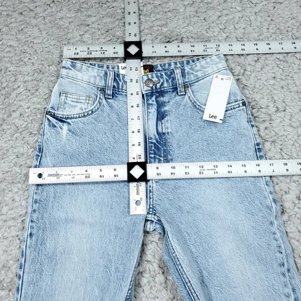 Lee High Rise Flare Jeans Blue Light Glam DX Ripped Distressed Western Size 25 - Image 8