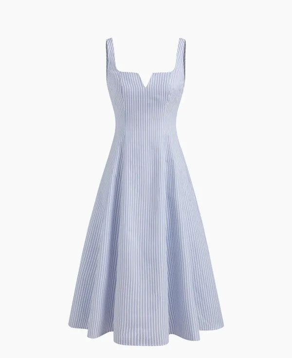 Cider Square Neck Stripe Ruffle Hem Midi Dress - Image 4