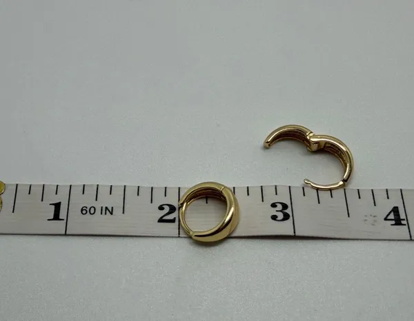 Dept Store 925 Sterling Silver Earrings 925 Sterling Silver with Yellow gold plated Huggies hoops earrings - Image 10