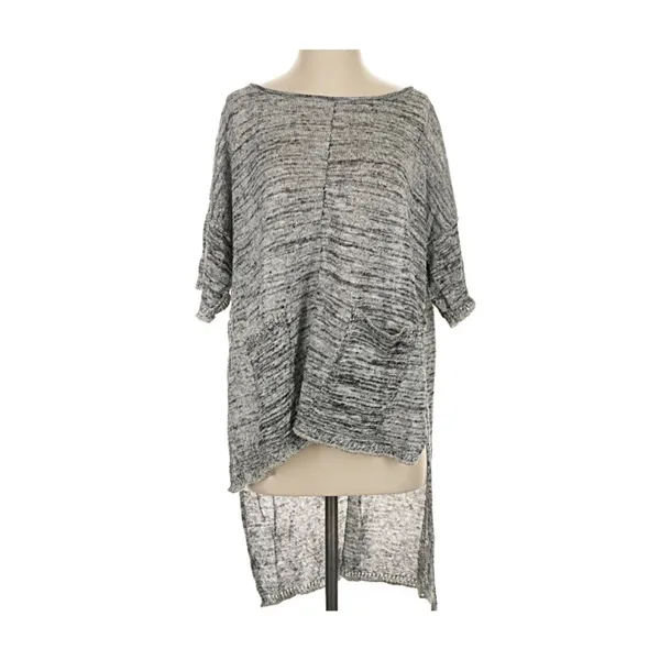 Free People NWT $98 Melange Hi-Lo Pullover Sweater Tunic Top XS Oversized Gray - Image 5