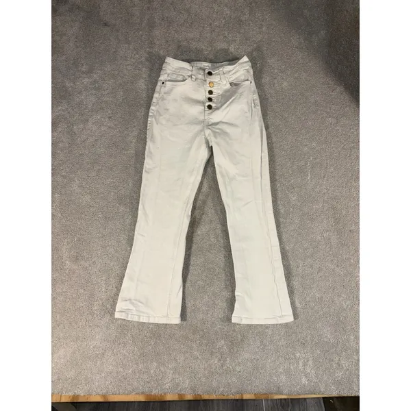 oraije paris white‎ jeans cropped flare boot cut Size Small 25x24 - Image 2