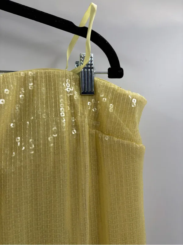 Staud yellow sequined gown wedding guest strapless party event Casey dress sz 16 - Image 4