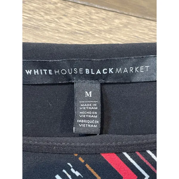 White House Black Market Dress Size M Geometric Shift Stretch Long Sleeves - Image 2