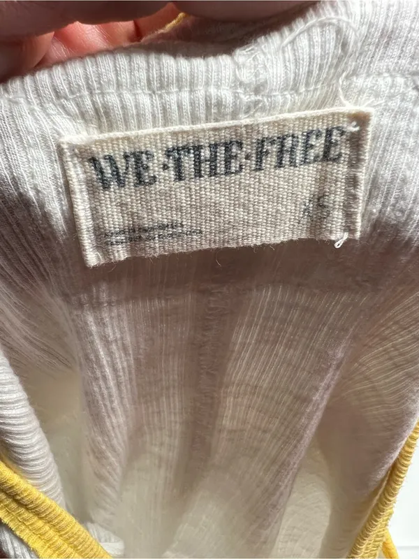 We the free White Ribbed Tank with Yellow Trim XS - Image 6