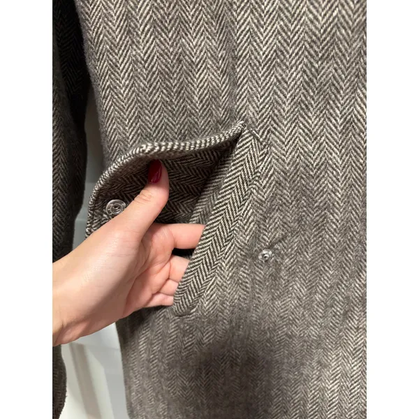 And Now This Brown Herringbone Hooded Coat M Size M - Image 11