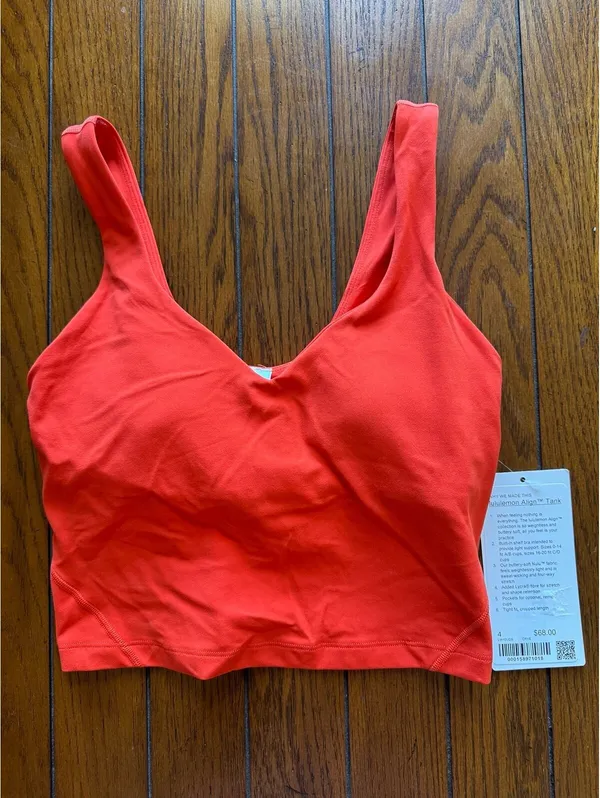 Lululemon Align Cropped Tank Padded Cherry Ember Size 4 NWT - Image 2