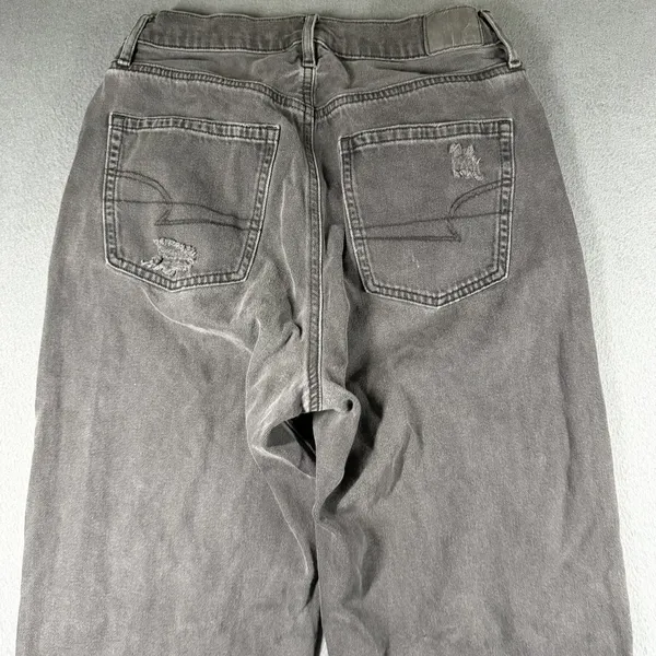 American Eagle 90s Boyfriend Jeans Womens 8 Faded Black High Rise Distressed - Image 13