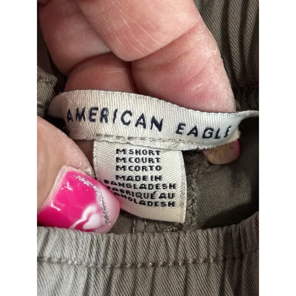 American Eagle Gray Elastic/Tie Waist Zip Pockets Elastic‎ Hem Pants Size Medium - Image 5