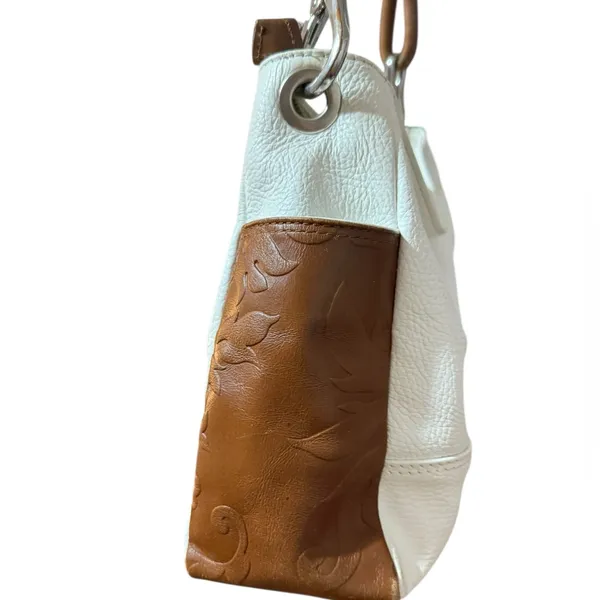 I Medici Firenze Italian White & Brown Genuine 100% Pebbled Leather‎ Handbag - Image 4