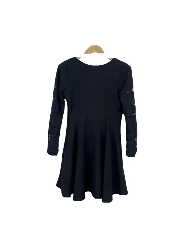Abercrombie & Fitch Dress Sz M Womans Black V-Neck Long Sleeve Lace Babydoll - Image 3