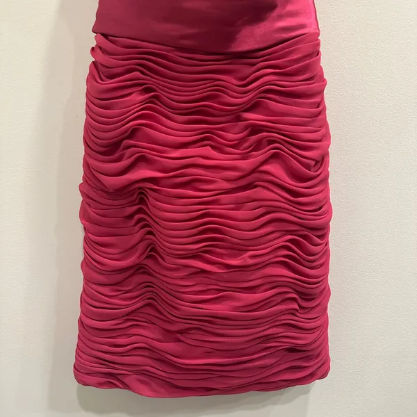 VTG Y2K Bill Levkoff Pink Chiffon Pintuck Strapless Mini Dress Party Hoco XXS XS - Image 8