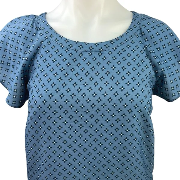 Abercrombie & Fitch Blue Floral Round Neck Short Sleeve Cut Out Shift Dress XS - Image 5