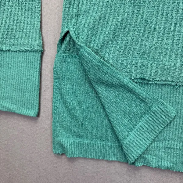 We The‎ Free Free People Teal Green Waffle Knit Thumbhole Tunic Top Small - Image 3