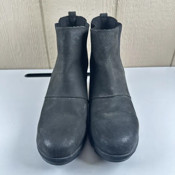 Sorel Joan of Arctic Wedge Black Leather Waterproof Ankle Chelsea Boot Womens 10 - Image 5