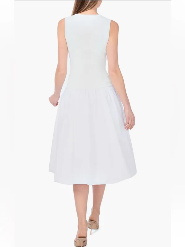 NWT 1.STATE Mixed Media Tank Midi Dress in Ultra White Size Medium (M) - Image 2
