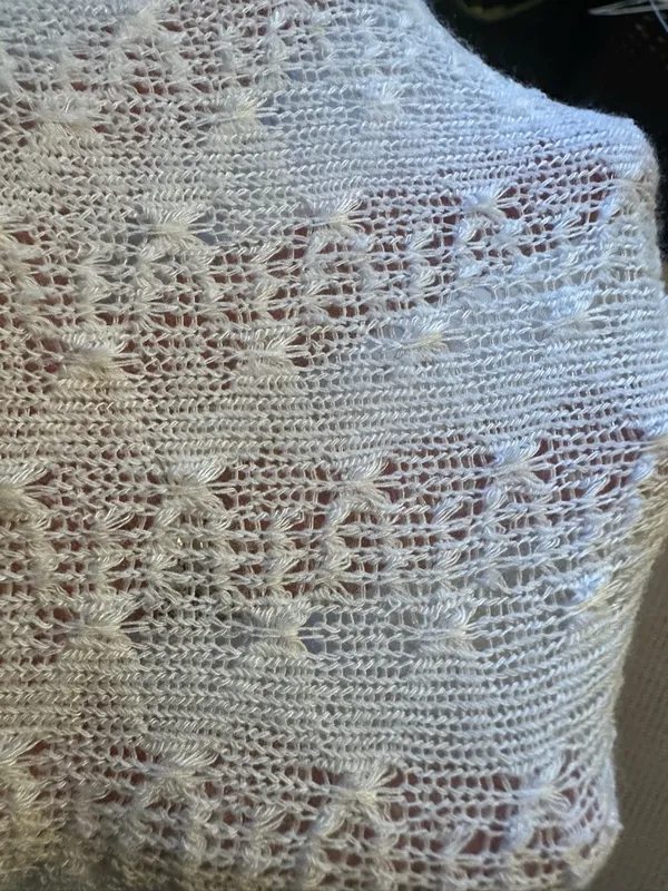 Free People Dream Girl pointelle white Large sweater full sleeve lace neck $135 - Image 13