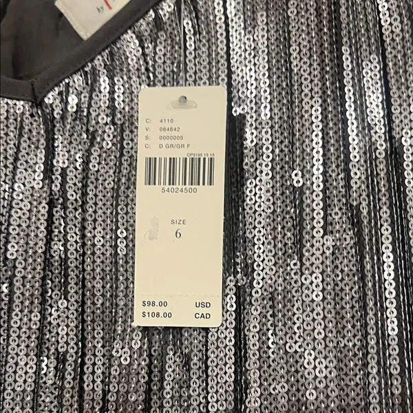 Anthropologie Metallic Silver‎ Ruffle Cami size 6 - Image 5
