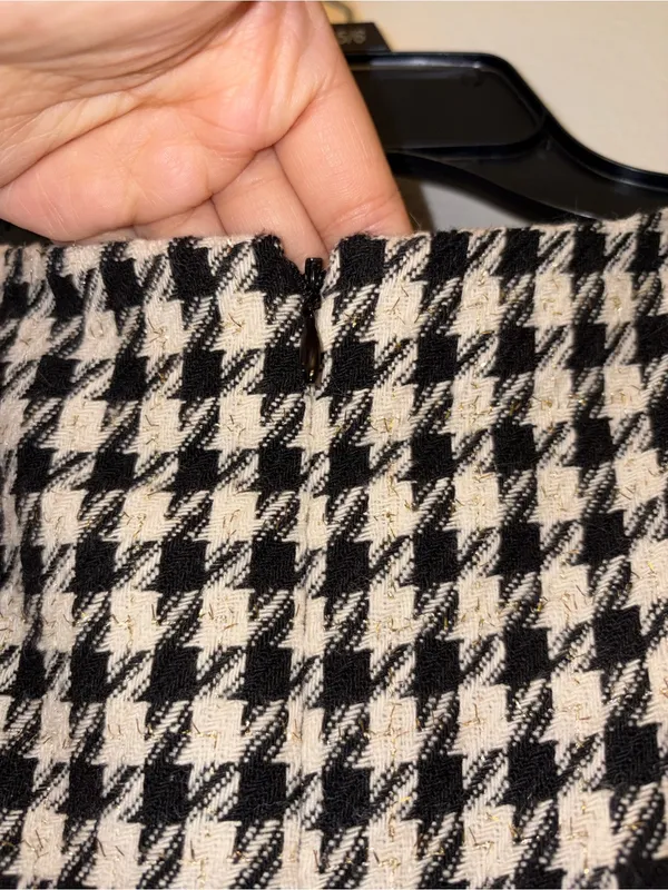 NWT En Saison Houndstooth Tweed Bow Mini Dress Black White Size S - Image 5