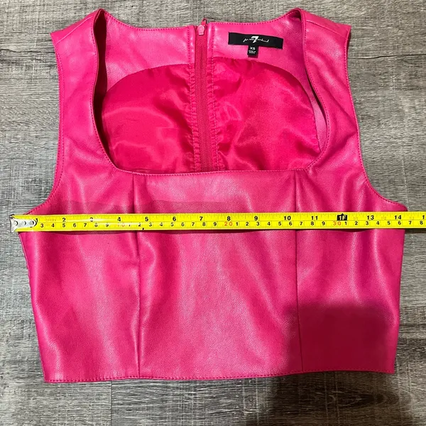 7 FOR ALL MANKIND Vegan Leather Bustier Crop Top - Image 5