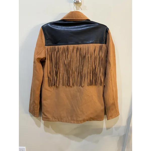 WeWoreWhat Fringe Jacket Acorn Size XS Western Cowgirl Oversized - Image 5