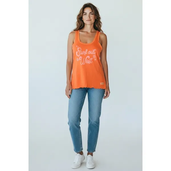 Billabong X‎ Wrangler Women's Orange Surf Out West Tank Top, Size S/8, NWT - Image 8