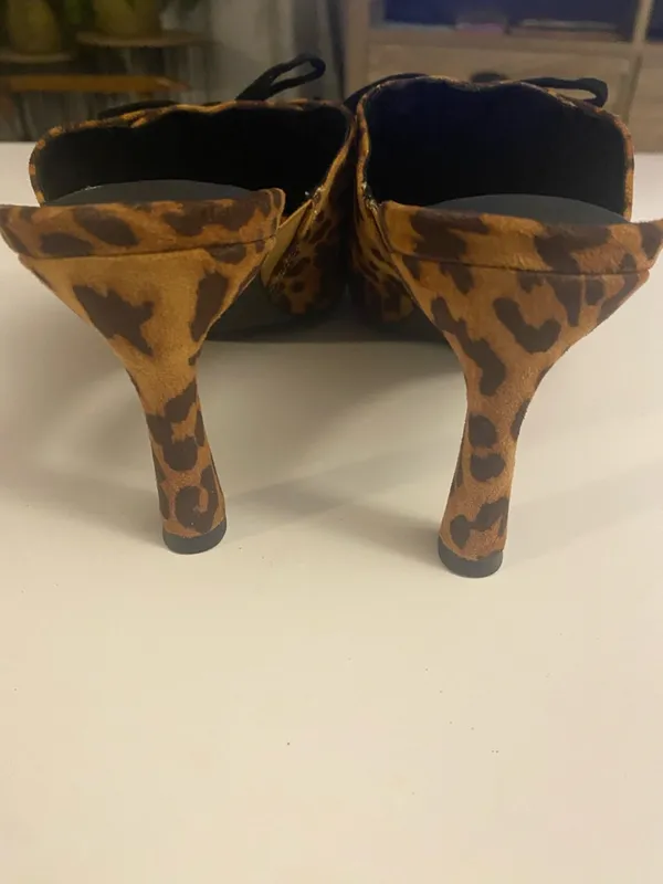 Wild Pair Leopard Print Lace-Up Mules - Brown - Image 6