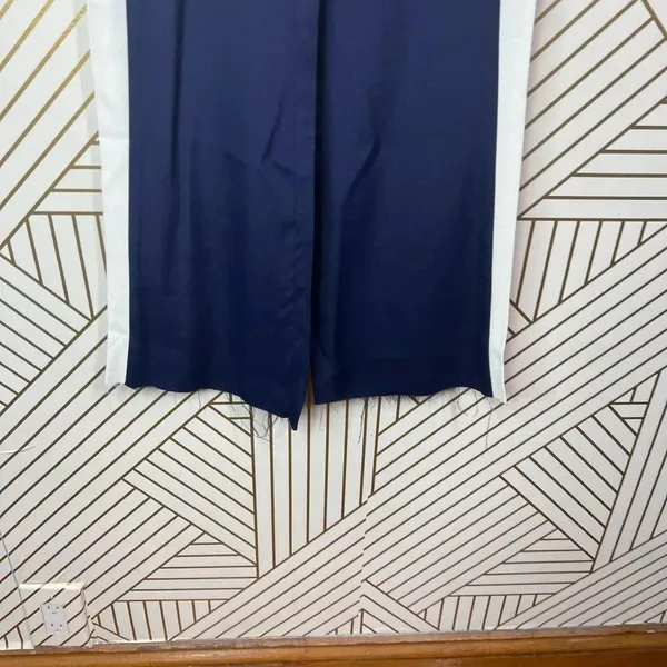 Reformation Side Stripe Flared Pants in Navy‎ Blue White Size US XS - Image 4