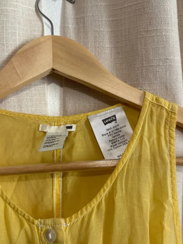 Levi's cotton silk Yellow to White Ombre Button-Front Girls Dress - Image 4