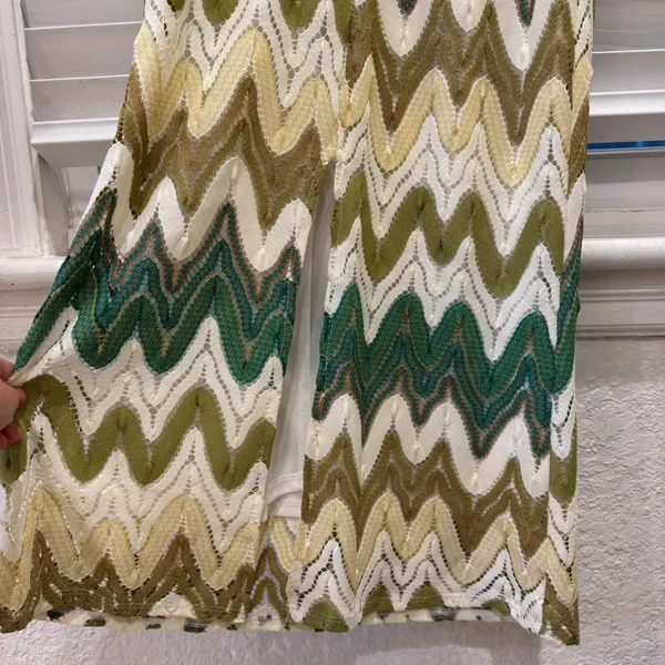 NEW Sadie & Sage The‎ Tides Maxi Dress Green Chevron Crochet Spaghetti Strap L - Image 8