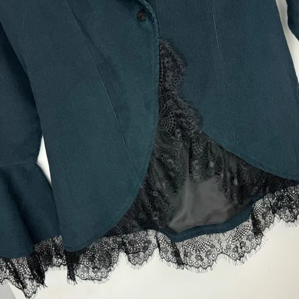 The Pyramid Collection Corduroy Corset Lace Up Jacket Sz Small Lace Trim - Image 7