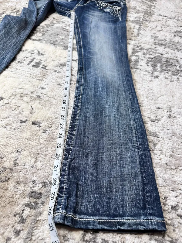 Miss Me Dark Blue Embellished Flare Jeans - Image 7