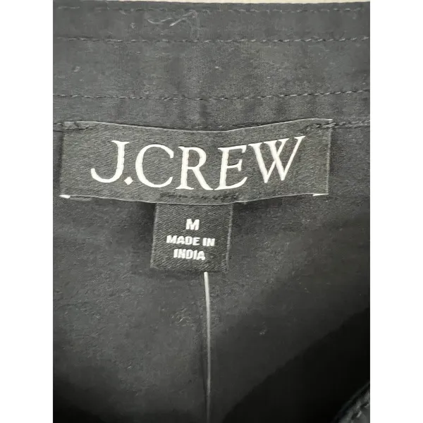 J.Crew Mini Dress Women M Black New Ruffle Hem Cotton Poplin CJ492 Short Sleeve - Image 2