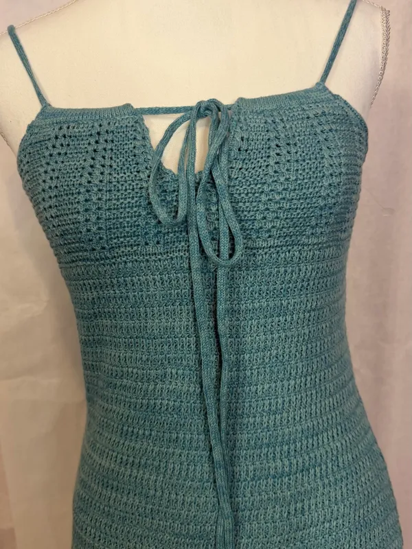 Olive & Oak Light Blue Crochet Tie-Front Mini Dress - Image 4