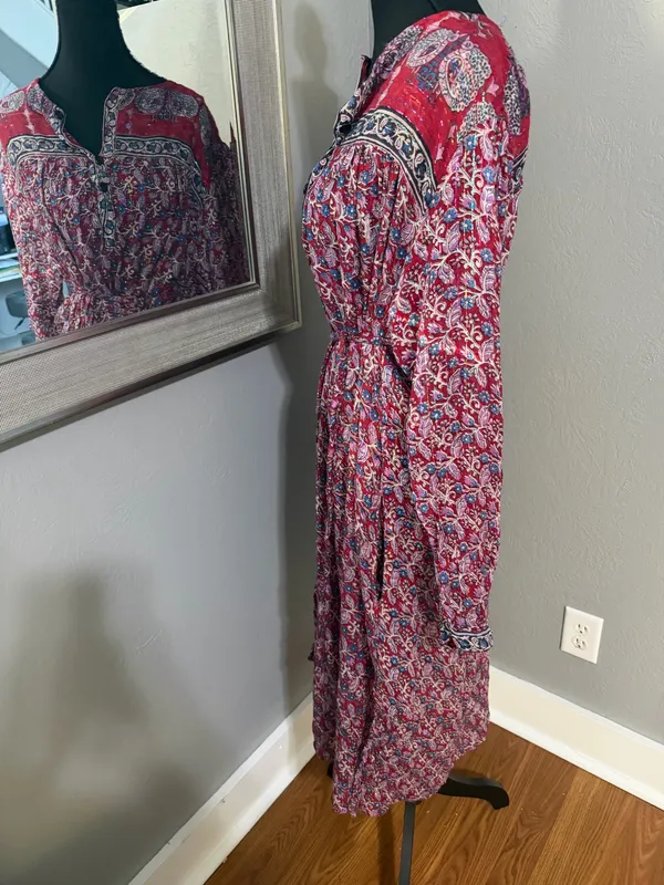 VTG Desiree Boho Whimsical Festival Metallic Floral Lightweight Sheer Maxi Dress medium 40. - Image 4