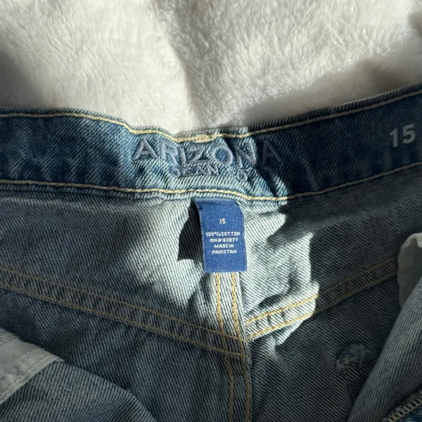 Arizona Jean Co High Rise Denim Shorts Sz 15 Juniors Raw Hem - Image 7