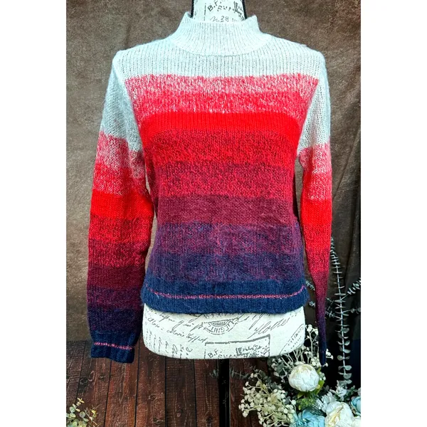 Red Ombre Long Sleeve Mock Neck Soft American Eagle Outfitters Sweater size M - Image 5