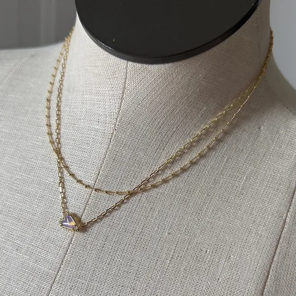 Kendra Scott Aria Inline multi Strand Gold Necklace with Iridescent Pendant - Image 3