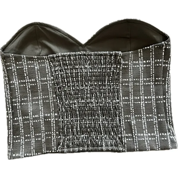 Anthropologie Maeve Strapless Corset Top Olive‎ Green Metallic Sweetheart Medium - Image 8