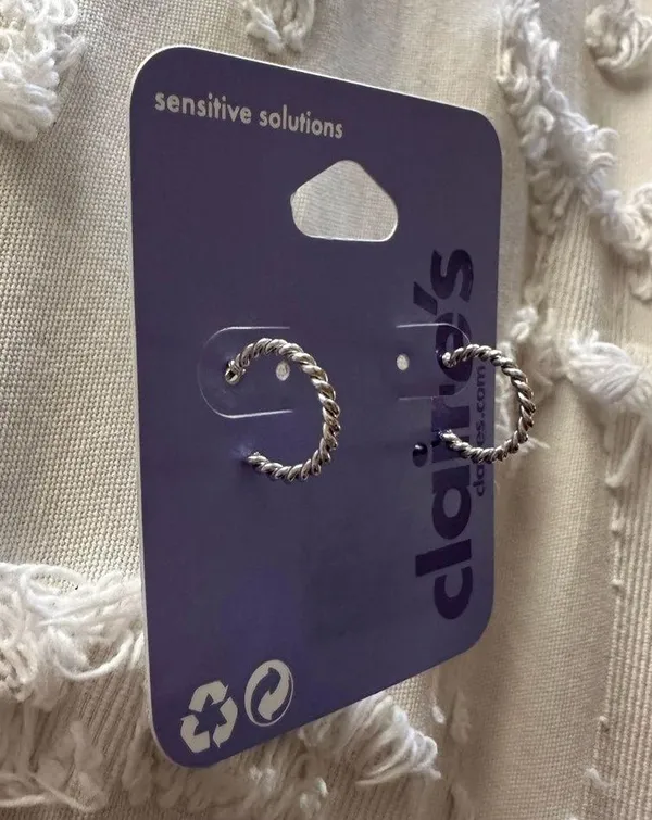 Claire's Silver Hoop Earrings - Image 2