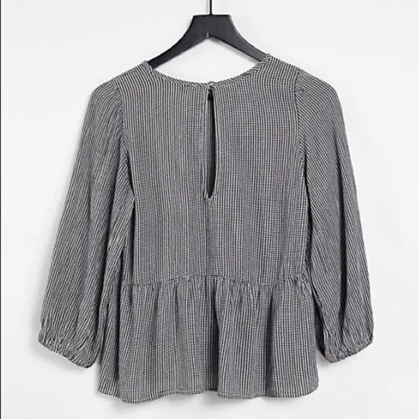 Abercrombie ✨ puff sleeve shirt in white check✨ - Image 3