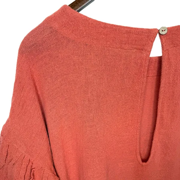 Free People Gauze Mesh Tunic Dress Oversized Cinnamon Orange Top L Boho‎ - Image 9