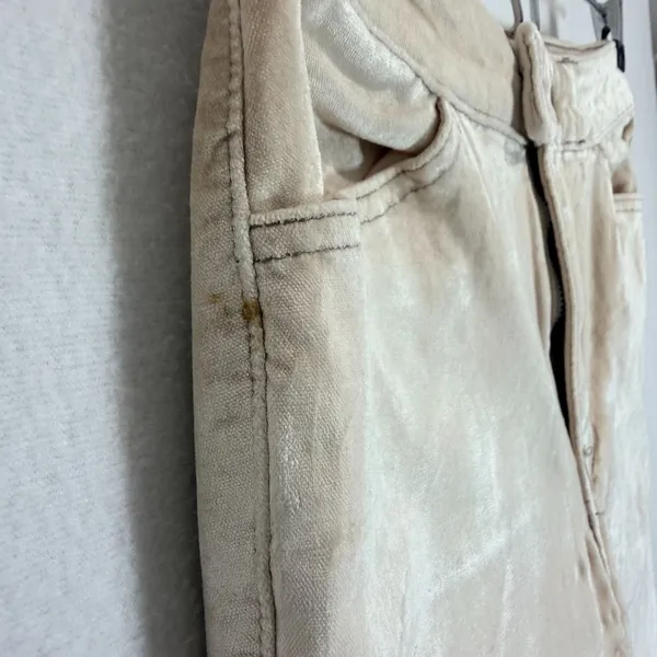 We The Free Beige Metallic Pants Size 24 Straight Leg Velvet-Like Texture - Image 5