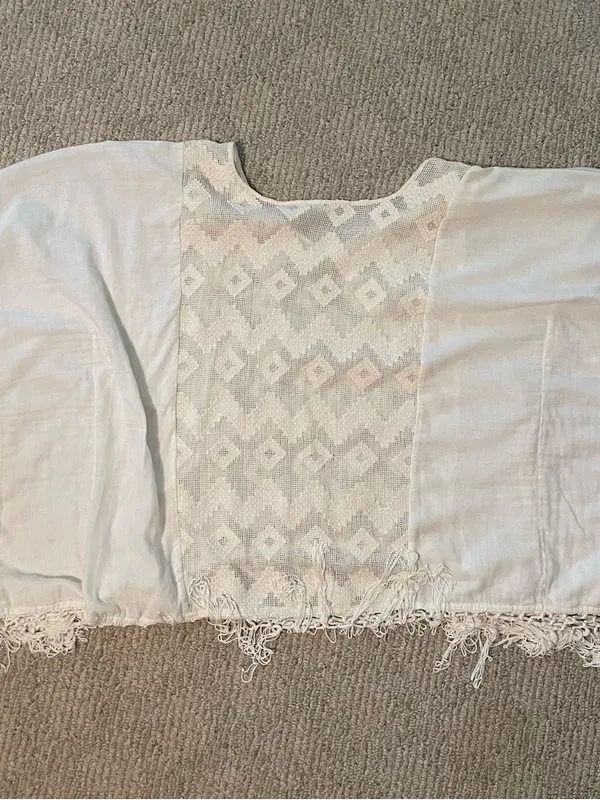 Anthropologie Cream Crochet Fringe Swim Coverup - Image 5
