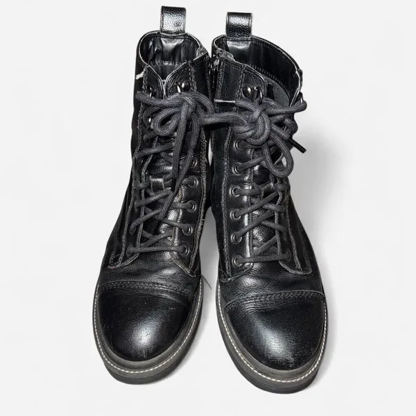 River Island Women's Black Laced and Zipper Combat Boots - Image 2